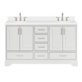 thumbnail image 1 of Ariel Stafford 61 Inch Double Oval Sink Vanity With White Quartz Countertop W/1.5" Edge In White, 1 of 11