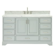 Ariel Stafford 61 Inch Single Oval Sink Vanity With Carrara White Marble Countertop W/1.5" Edge In Grey