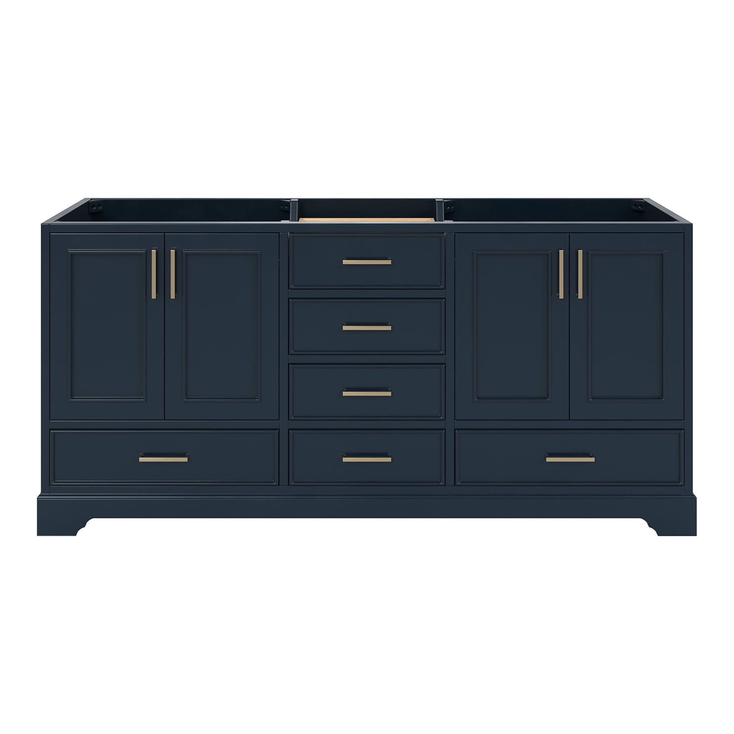 Midnight Blue Double Freestanding Vanity Cabinet with Brass Hardware