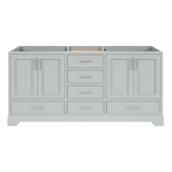 Ariel Stafford 72 Inch Double Sink Base Cabinet In Grey