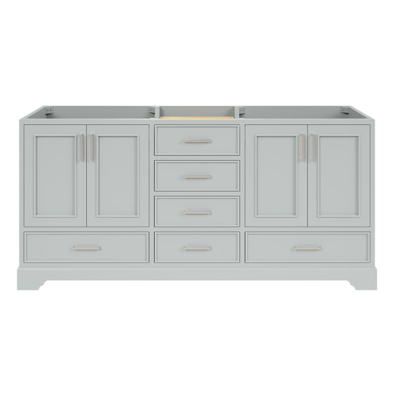 Ariel Stafford 72 Inch Double Sink Base Cabinet In Grey
