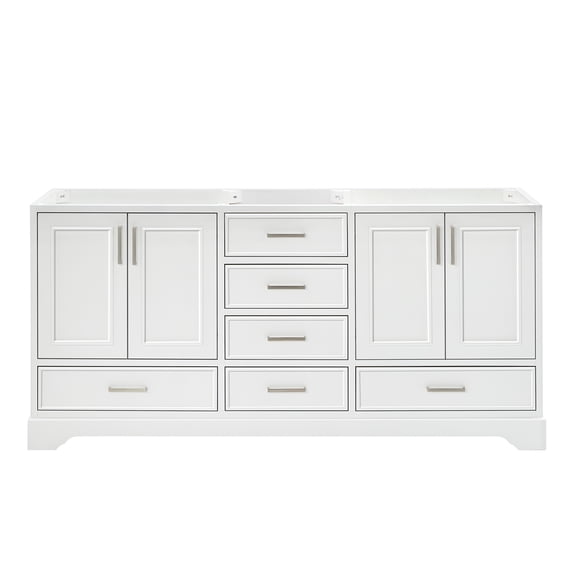 Ariel Stafford 72 Inch Double Sink Base Cabinet In White