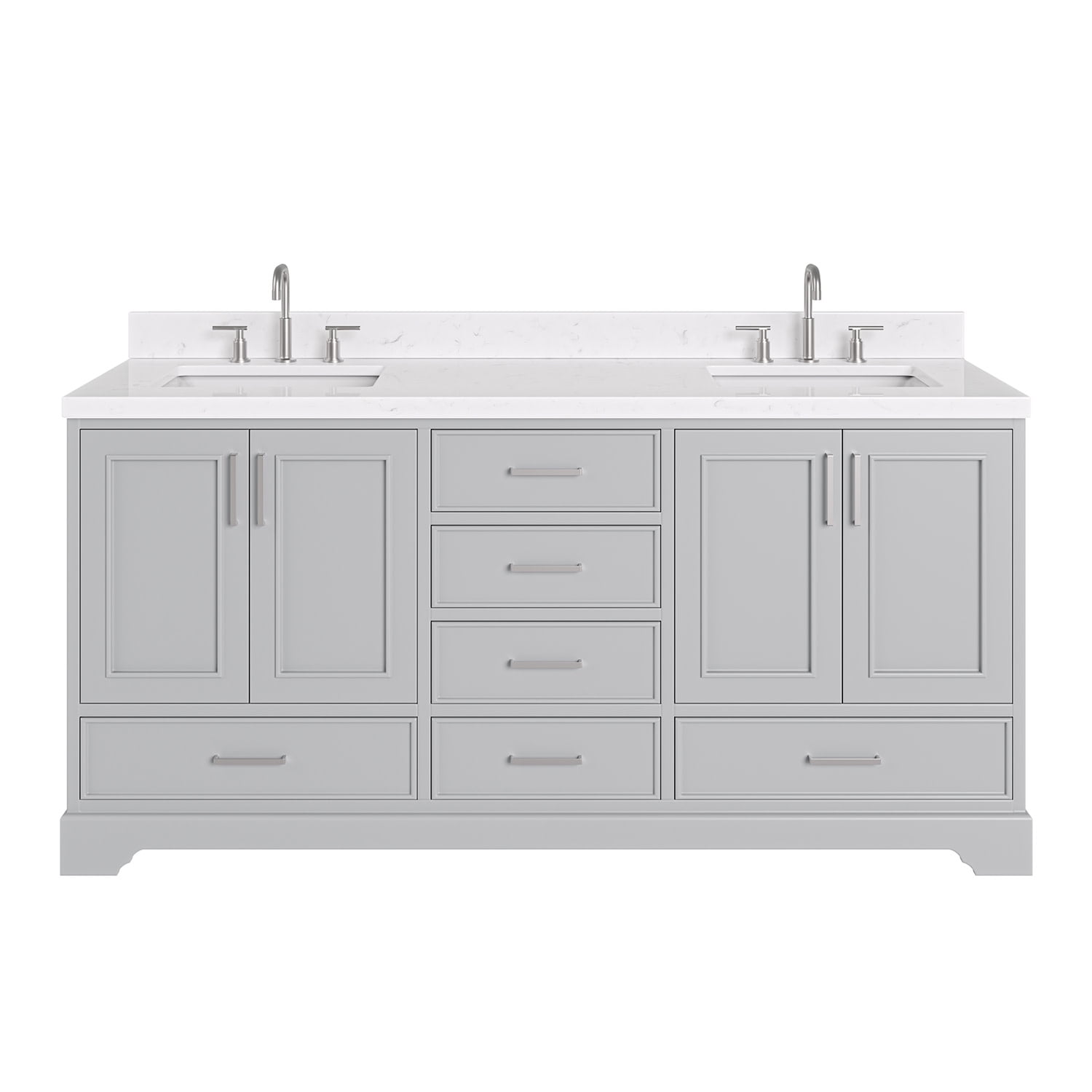 Stafford 72'' Gray Double Bathroom Vanity with Quartz Top
