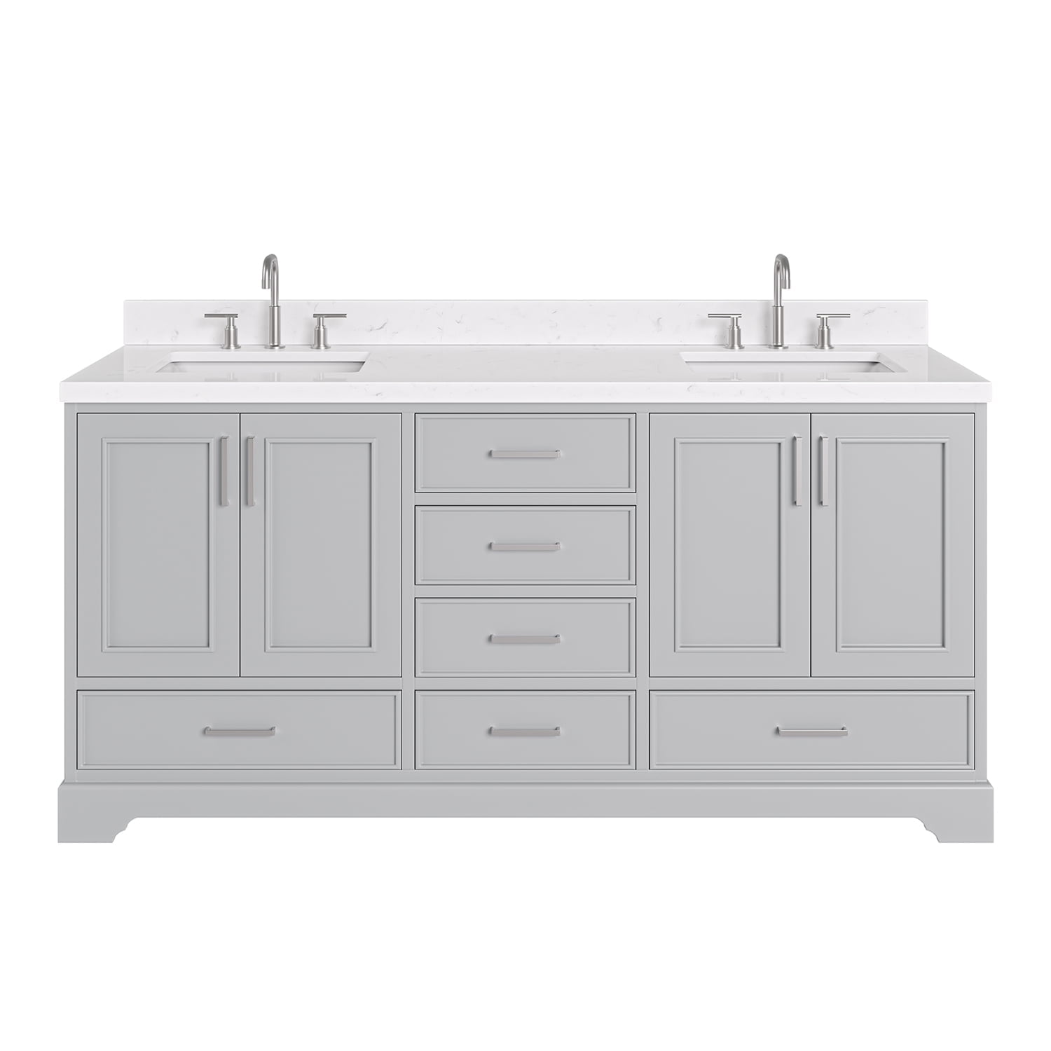 Stafford 72'' Gray Double Bathroom Vanity with Quartz Top