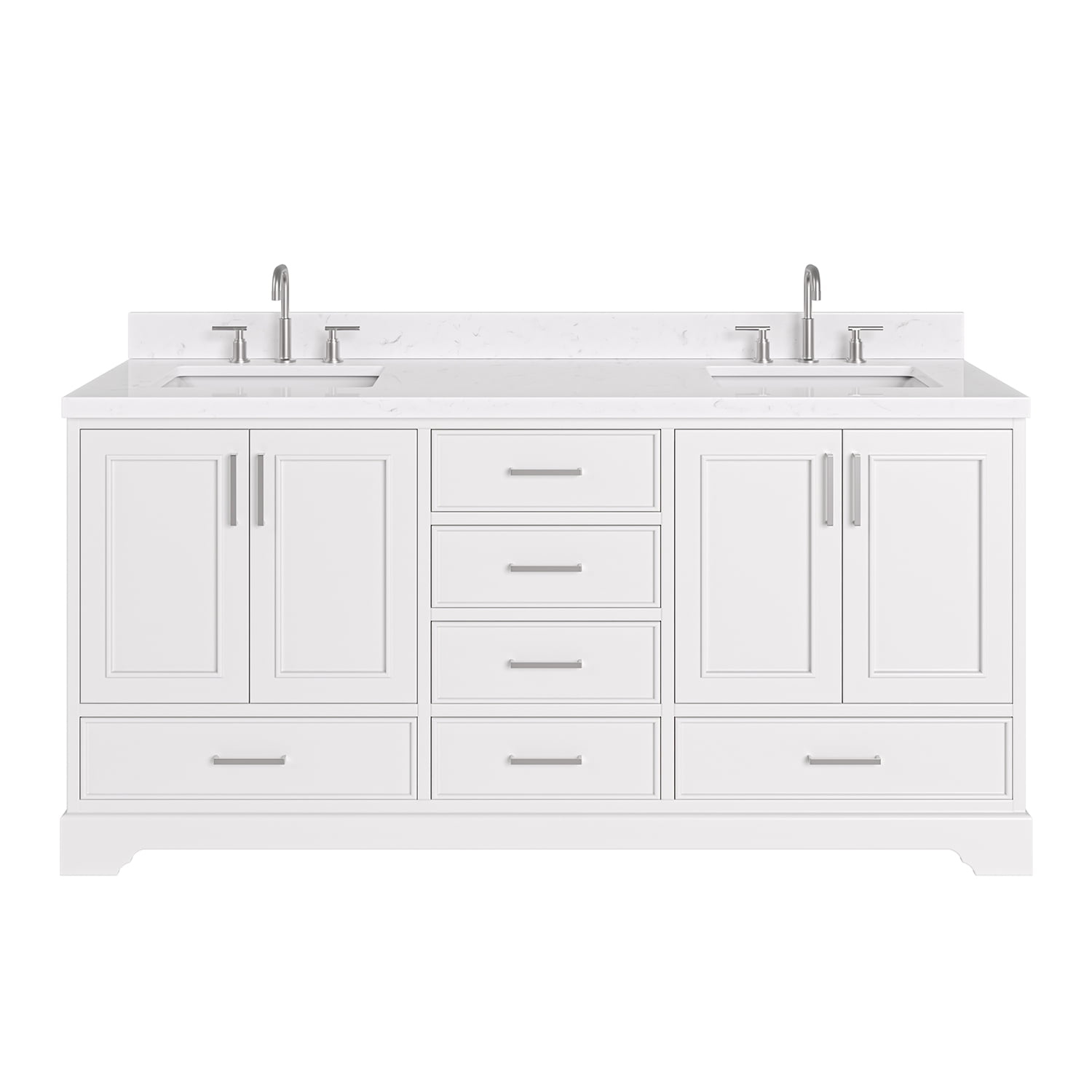 Stafford 72" White Double Vanity with Carrara Marble Top