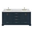 thumbnail image 1 of Ariel Stafford 73 Inch Double Rectangle Sink Vanity With Carrara White Marble Countertop W/1.5" Edge In Midnight Blue, 1 of 10