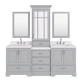 thumbnail image 1 of Ariel Stafford 85 In. Double Rectangle Sink Bathroom Vanity Set With Carrara White Quartz Countertop 1.5 Edge In Grey, 1 of 8