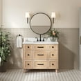 thumbnail image 1 of Ariel Monroe 42 Inch Single Rectangular Sink Bathroom Vanity With Carrara White Quartz Countertop 1.5 inch Edge In Oak, 1 of 7
