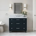 thumbnail image 1 of Ariel Monroe 43 Inch Single Rectangular Sink Bathroom Vanity With Italian Carrara Marble Countertop 1.5 inch Edge In Midnight Blue, 1 of 7