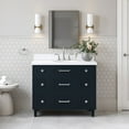 thumbnail image 1 of Ariel Monroe 43 Inch Single Oval Sink Bathroom Vanity With Pure White Quartz Countertop 1.5 inch Edge In Midnight Blue, 1 of 7