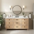 thumbnail image 1 of Ariel Monroe 66 Inch Single Rectangular Sink Bathroom Vanity With Carrara White Quartz Countertop 1.5 inch Edge In Oak, 1 of 7