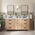 thumbnail image 1 of Ariel Monroe 67 Inch Double Oval Sink Bathroom Vanity With Italian Carrara Marble Countertop 1.5 inch Edge In Oak, 1 of 7