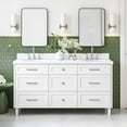 thumbnail image 1 of Ariel Monroe 67 Inch Double Oval Sink Bathroom Vanity With Pure White Quartz Countertop 1.5 inch Edge In White, 1 of 7