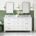 thumbnail image 1 of Ariel Monroe 67 Inch Double Rectangular Sink Bathroom Vanity With Italian Carrara Marble Countertop 1.5 inch Edge In White, 1 of 7