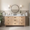 thumbnail image 1 of Ariel Monroe 67 Inch Single Oval Sink Bathroom Vanity With Italian Carrara Marble Countertop 1.5 inch Edge In Oak, 1 of 7