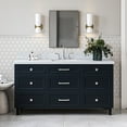 thumbnail image 1 of Ariel Monroe 67 Inch Single Rectangular Sink Bathroom Vanity With Italian Carrara Marble Countertop 1.5 inch Edge In Midnight Blue, 1 of 7