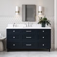 thumbnail image 1 of Ariel Monroe 67 Inch Single Rectangular Sink Bathroom Vanity With Pure White Quartz Countertop 1.5 inch Edge In Midnight Blue, 1 of 7