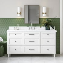 Ariel Monroe 67 Inch Single Rectangular Sink Bathroom Vanity With Pure White Quartz Countertop 1.5 inch Edge In White