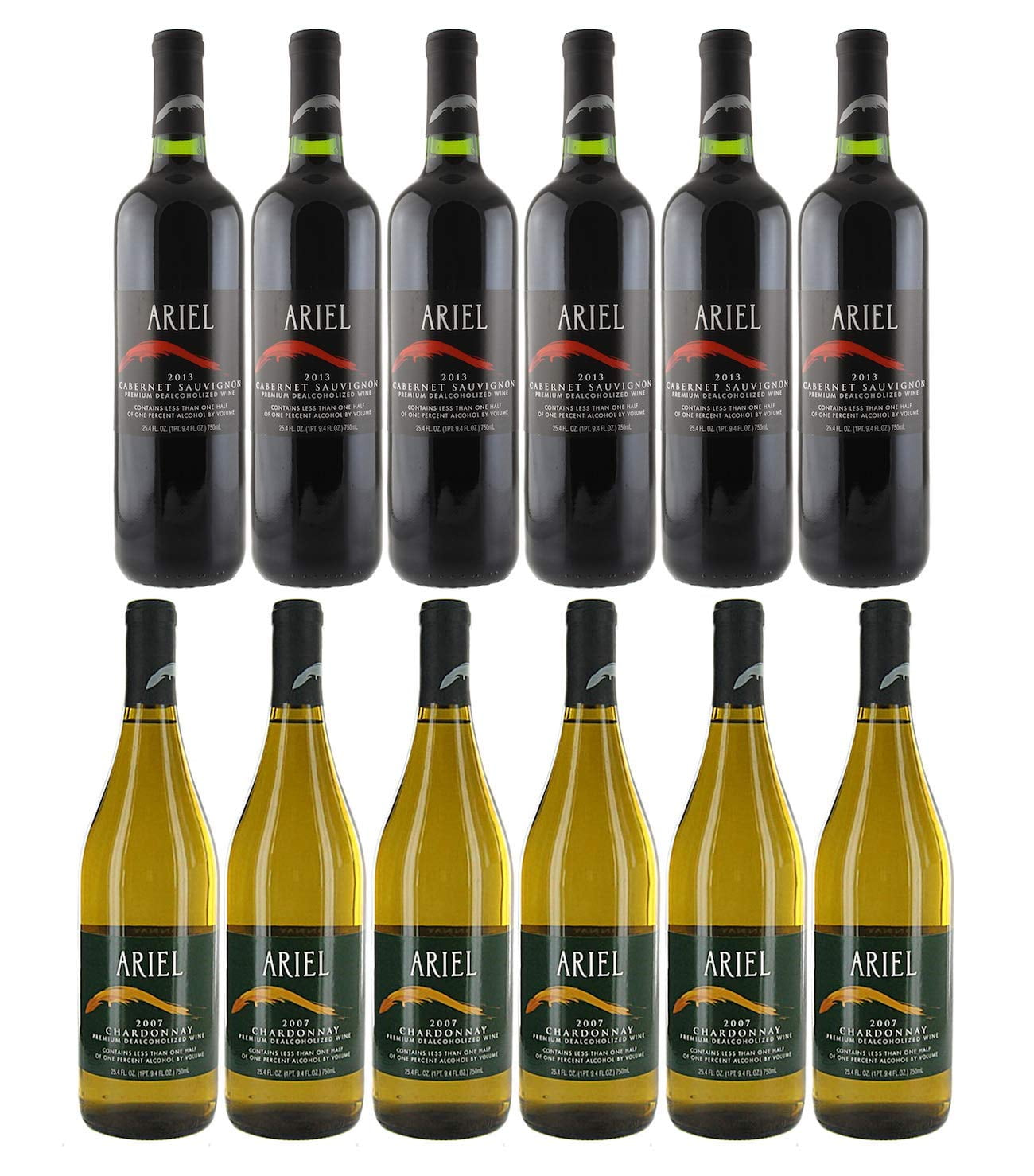 Ariel Non-alcoholic Wine Cabernet Sauvignon + White Chardonnay | Total 12 Bottles