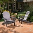 thumbnail image 1 of Ariel Outdoor Acacia Wood Folding Adirondack Chairs with Cushions (Set of 2), Dark Gray and Gray, 1 of 10