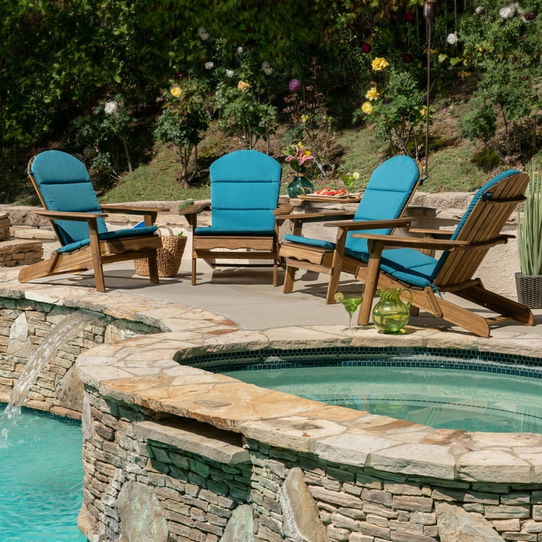 Ariel Outdoor Acacia Wood Folding Adirondack Chairs with Cushions
