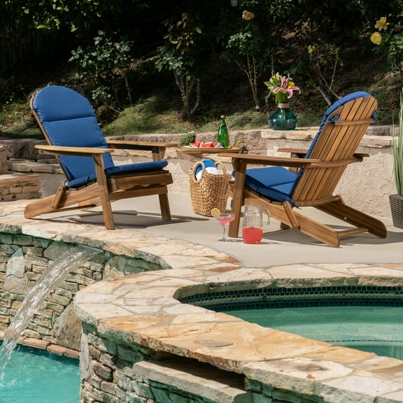 Ariel Outdoor Water-Resistant Adirondack Chair Cushions (Set of 2), Navy Blue