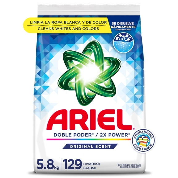 Ariel Powder Laundry Detergent, Original Scent, 5.8 kg, 129 Loads