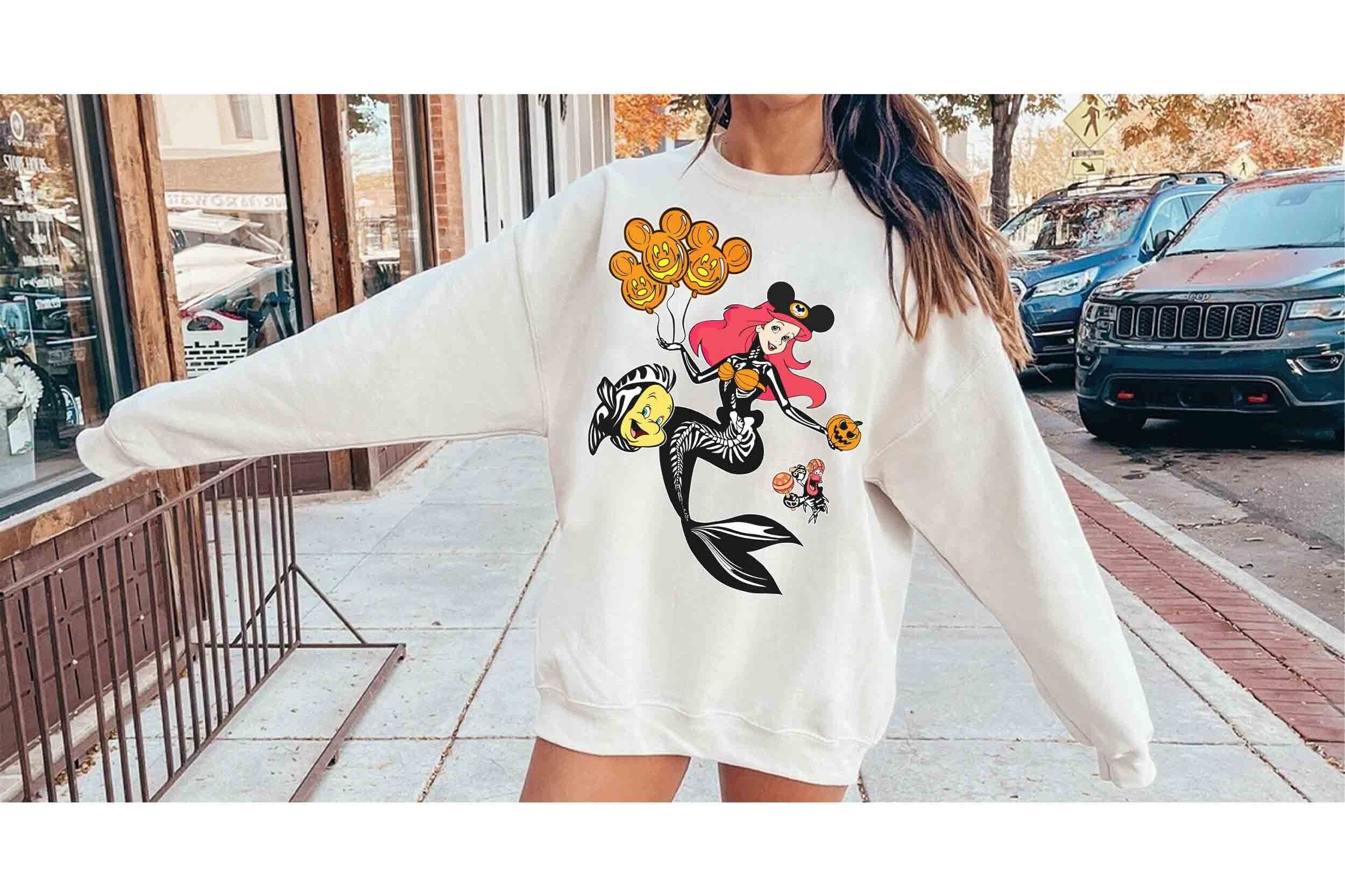 Ariel Princes Flounder Sebastian Skeleton Halloween Costume Shirt, The