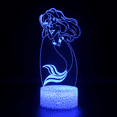 thumbnail image 1 of Ariel Princess 3D Illusion Platform Night Lights Touch Switch 16 Color Change USB Power LED Desk Lamp for Home Decorations or Holiday Gifts, 1 of 4