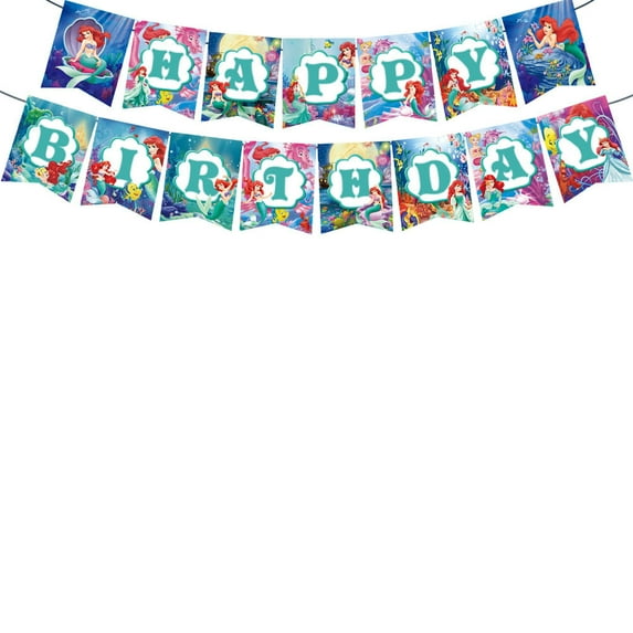 Ariel Princess Birthday Party Banner Princess Theme Party Banner Cartoon Themed Birthday Supplies