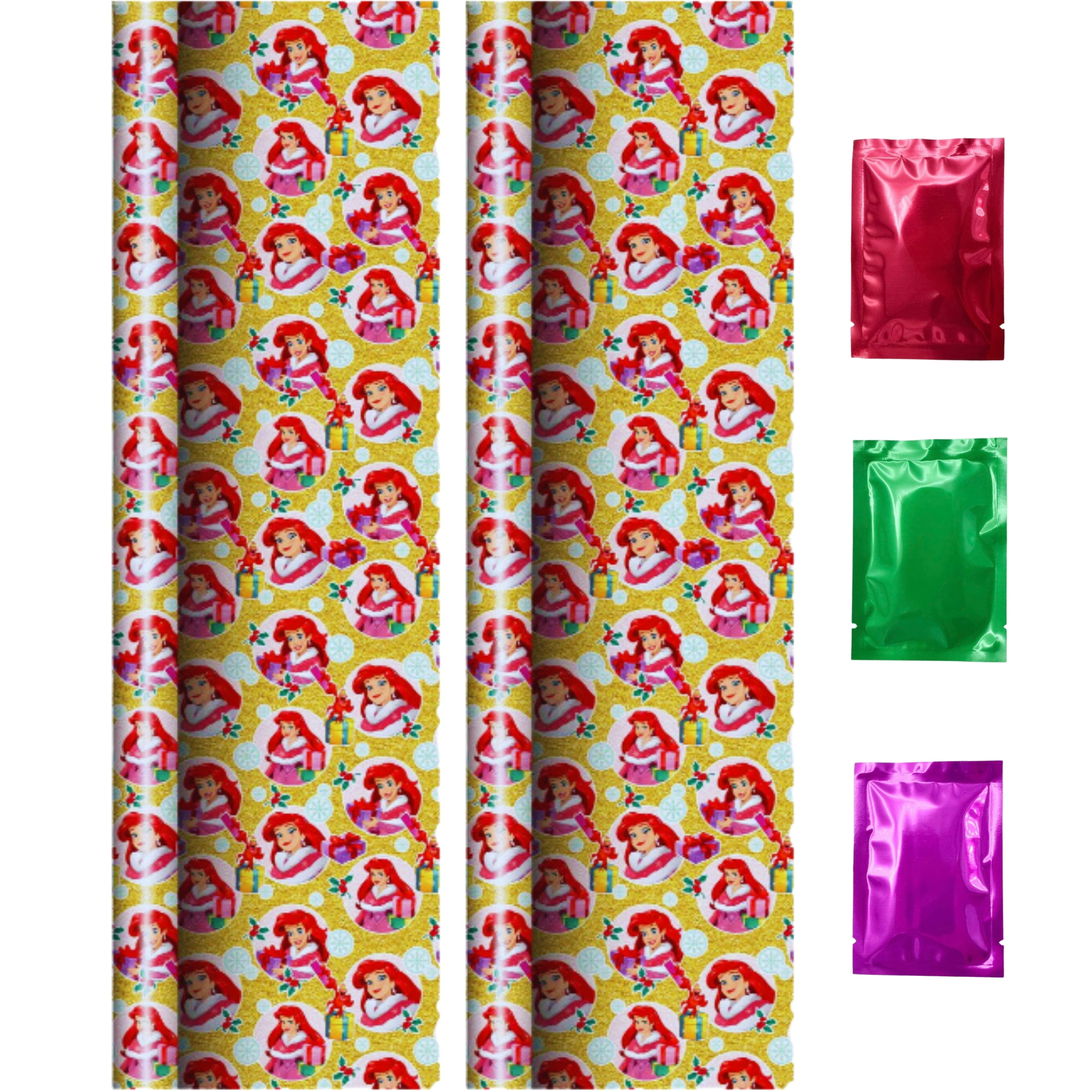 Ariel Princess Fairytale Yellow Gift Wrapping Paper (2 Rolls, Total 40