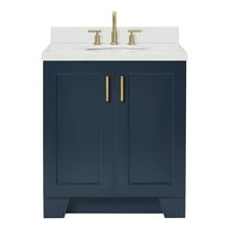 Ariel Taylor 30 In. Oval Sink Bathroom Vanity With Carrara White Quartz Countertop 1.5 Edge In Midnight Blue