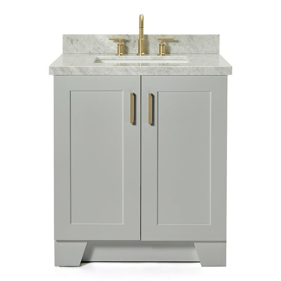 Ariel Taylor 31 In. Rectangle Sink Vanity With Carrara White Marble Countertop In Grey