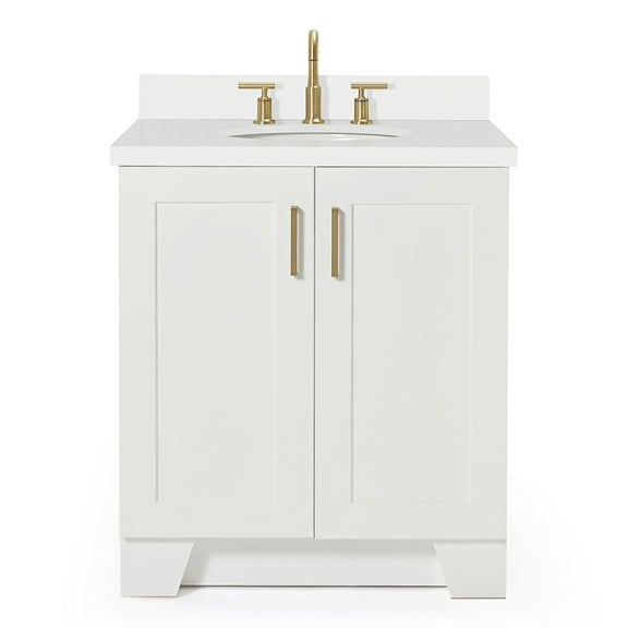 Ariel Taylor 31 In. Oval Sink Vanity With White Quartz Countertop In White