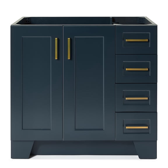 Ariel Taylor 36 In. Left Offset Single Sink Base Cabinet In Midnight Blue