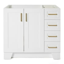 Ariel Taylor 36 In. Left Offset Single Sink Base Cabinet In White