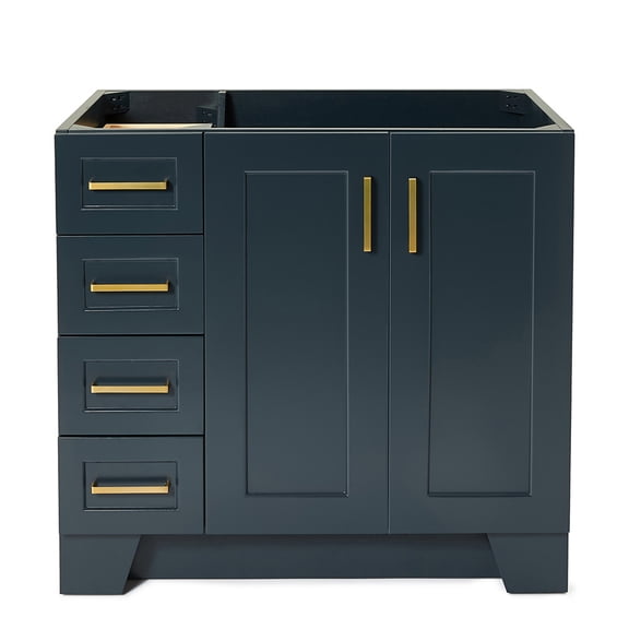 Ariel Taylor 36 In. Right Offset Single Sink Base Cabinet In Midnight Blue