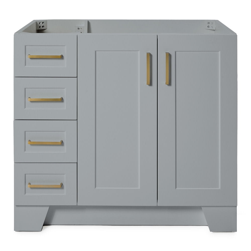 Taylor 36" Gray Freestanding Single Vanity Cabinet with Brass Hardware