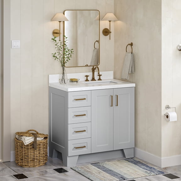 Ariel Q036SRCQRVOGRY Taylor 36" Free Standing Single Basin Vanity Set - Grey