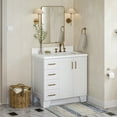 thumbnail image 1 of ARIEL Taylor 36 Inch Right Offset Rectangle Sink Bathroom Vanity With Carrara White Quartz Countertop 1.5 Edge In White, 1 of 7