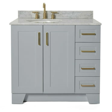 Ariel Q037slcw2ovo Taylor 37" Free Standing Single Oval Basin Vanity Set - Grey