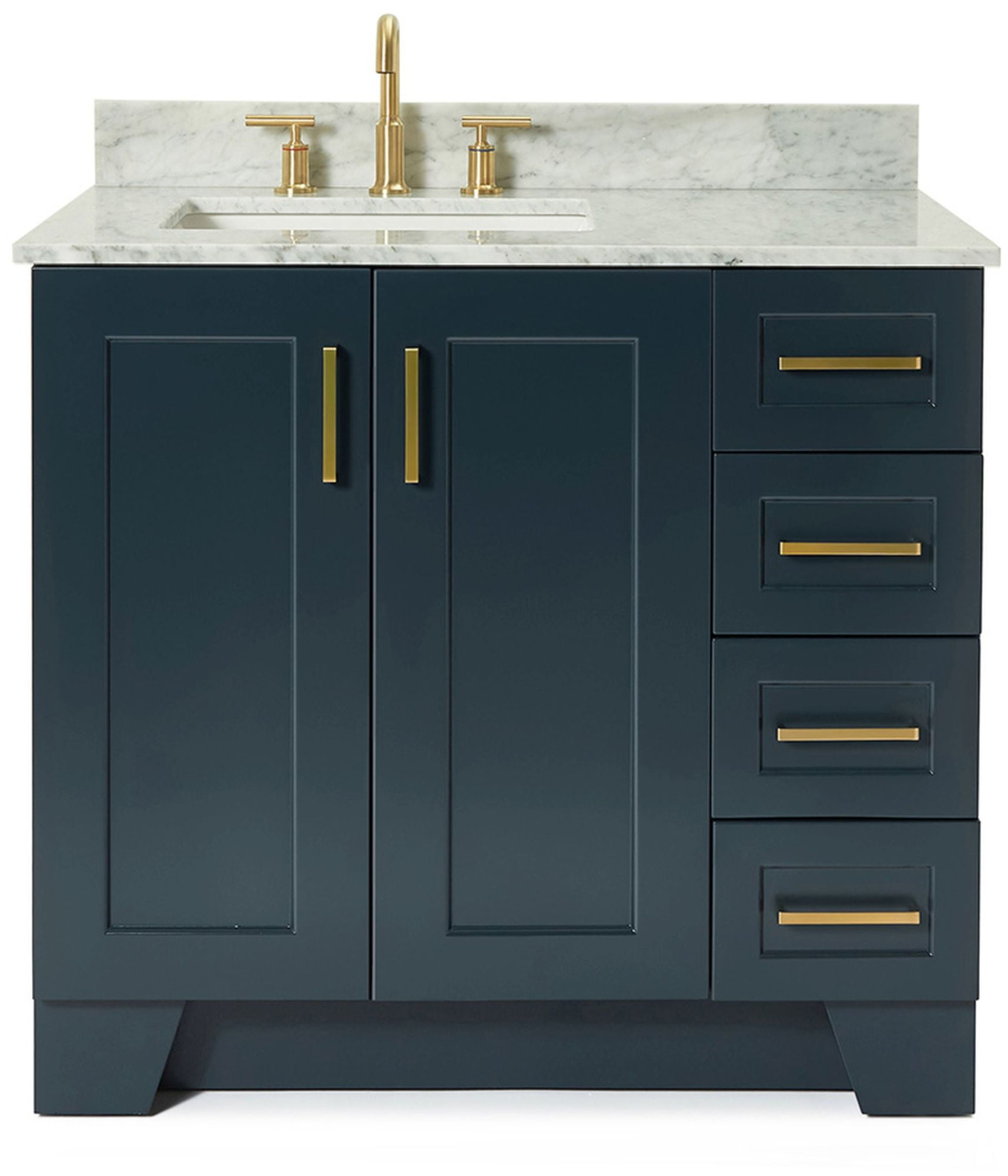 Midnight Blue Freestanding Vanity with Carrara Marble Top