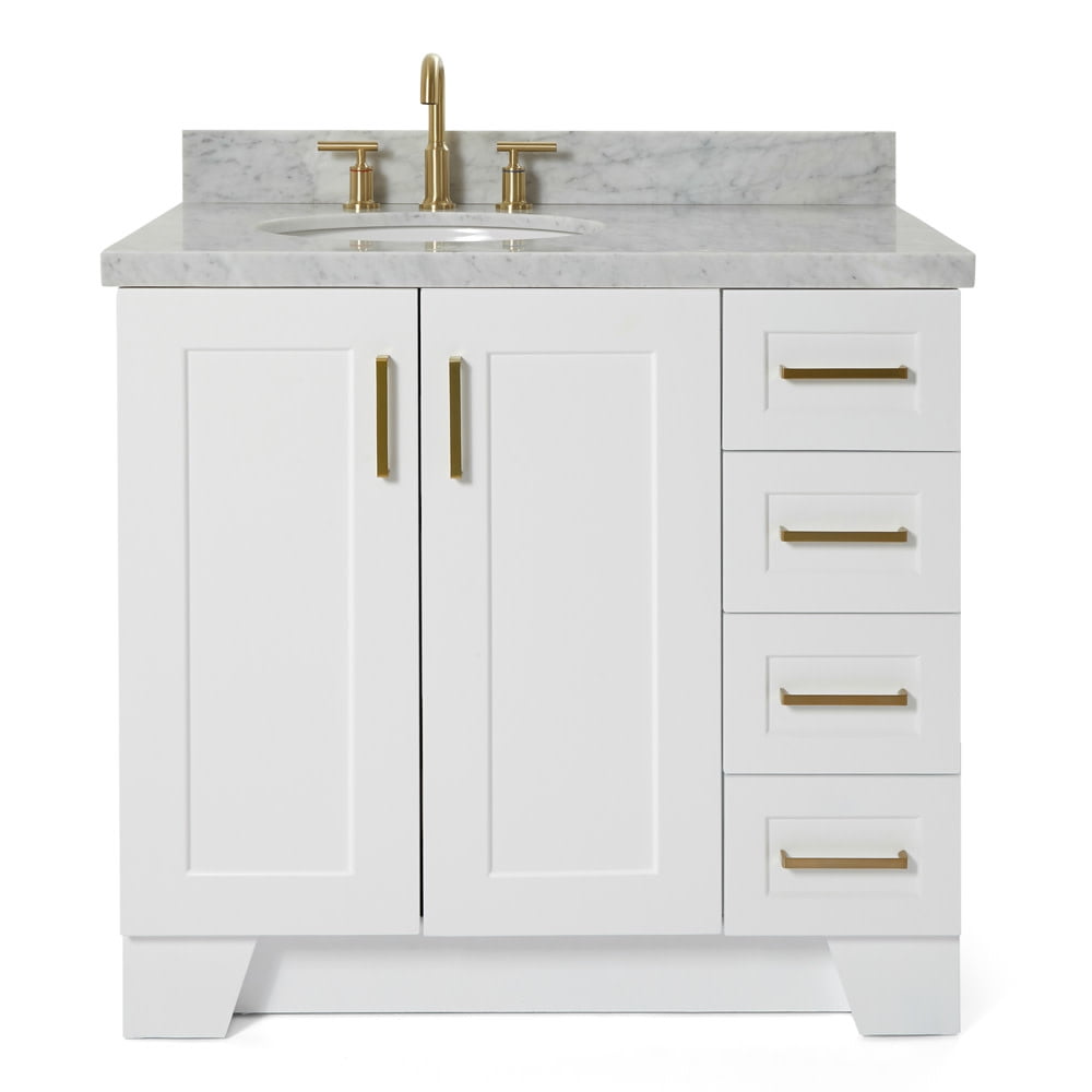 Taylor 37" White Marble Top Single Sink Vanity