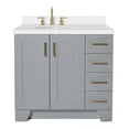 thumbnail image 1 of Ariel Taylor 37 In. Left Offset Oval Sink Vanity With White Quartz Countertop In Grey, 1 of 11