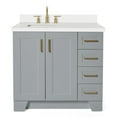 thumbnail image 1 of Ariel Taylor 37 In. Left Offset Rectangle Sink Vanity With White Quartz Countertop In Grey, 1 of 11