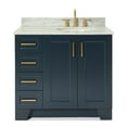 thumbnail image 1 of Ariel Taylor 37 In. Right Offset Single Oval Sink Vanity With Carrara White Marble 0.75In Countertop In Midnight Blue, 1 of 11