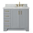 thumbnail image 1 of Ariel Taylor 37 In. Right Offset Oval Sink Vanity With Carrara White Marble Countertop In Grey, 1 of 10