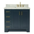 thumbnail image 1 of Ariel Taylor 37 In. Right Offset Rectangle Sink Vanity With Carrara White Marble Countertop In Midnight Blue, 1 of 11