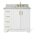 thumbnail image 1 of Ariel Taylor 37 In. Right Offset Rectangle Sink Vanity With Carrara White Marble Countertop In White, 1 of 11