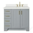 thumbnail image 1 of Ariel Taylor 37 In. Right Offset Oval Sink Vanity With White Quartz Countertop In Grey, 1 of 10